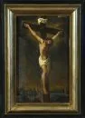 Malarz świętych XIX w. – Olej/płótno, 30 x 19 cm, "Chrystus na krzyżu"