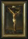 Peintre de saints du 19e s. – Huile/toile, 30 x 19 cm, "Christ en croix"