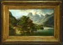 Heyn, Heinrich Eduard, 1856 - 1932 – Öl/Lwd, 61 x 100 cm, "Blick über den Sihlsee auf Einsiedeln und den Etzel", u.r. sign., kleinere hinterlegte Partien,…
