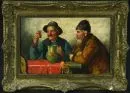Horváth, Andor G., 1876 Boedapest - 1966 – Olie/doek, 25 x 39 cm, "Im Wirtshaus", rechtsonder gesigneerd, lit.: Saur, Artprice;