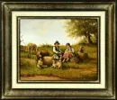 Jugelt, Siegmar, 1954 Dresden – Olie/doek op multiplex, 24 x 30 cm, "Jong herderspaar", gesigneerd linksonder, lit.: Artprice;