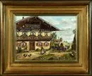 Jugelt, Siegmar, 1954 Dresden – Öl/Sperrholzplatte, 18 x 24 cm, "Blick auf ein Gehöft", u.l. sign., Lit.: Artprice;