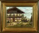 Jugelt, Siegmar, 1954 Dresde – Huile/contreplaqué, 18 x 24 cm, "Vue sur une ferme", signée en bas à gauche, réf. : Artprice ;