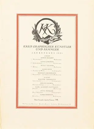 Konvolutt med 9 blad fra "Jahresgabe des Kreises Graphischer Künstler und Sammler"