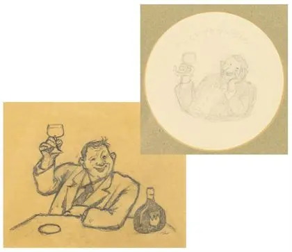 ROTHER, Richard (1890 - 1980). 2 tegninger - vindrikker