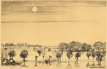 CLARENBACH, Max (1880 Neuss - 1952 Wittlaer). Vintersol ved Niederrhein