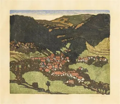 WESTPHAL, Otto (1878 - 1975). Landsby i fjellet