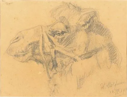 MOLFENTER, Hans (1884 - 1979). Skitse af et kamelhoved