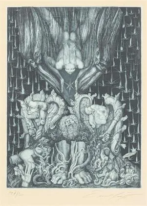 FUCHS, Ernst(1930年维也纳 - 2015年同地)。《Adams Zerstörung und Verheißung》