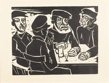 PECHSTEIN, Max (1881 - 1955). Fiskere på værtshuset