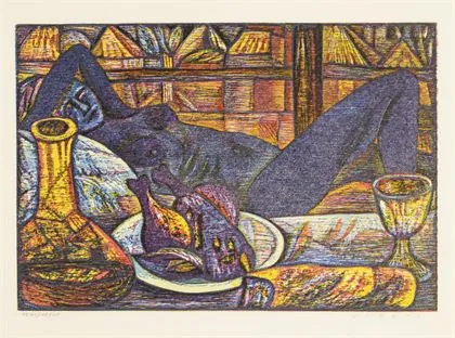 FEKETE, Esteban (1924 - 2009). 带卧姿裸体的静物