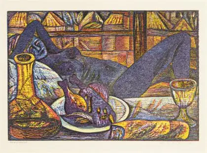 FEKETE, Esteban (1924 - 2009). Stilleben med liggende akt