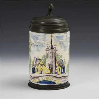 Faience cilindrische kan