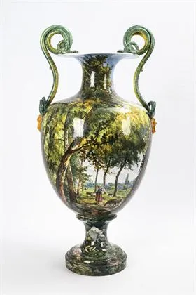 Zeer grote faience vloervaas