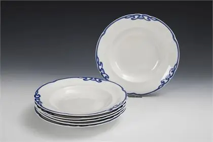 6 jugendstil soepborden "Blaue Olga". Villeroy & Boch