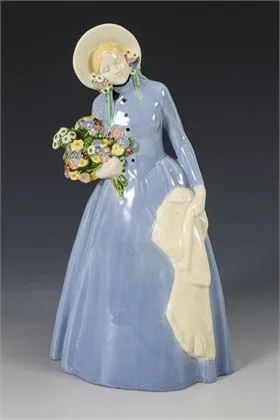 Jugendstil-Jahrezeitenfigur "Frühling". Wohl Wiener Kunstkeramische Werkstätte Busch & Ludescher