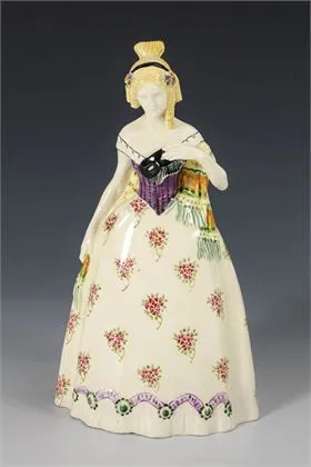Dame Biedermeier avec masque de carnaval. Wiener Kunstkeramische Werkstätte Busch & Ludescher