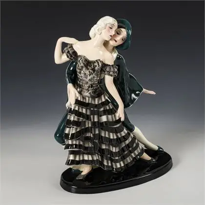 Figuurgroep "Dansend paar". Weense manufactuur Friedrich Goldscheider