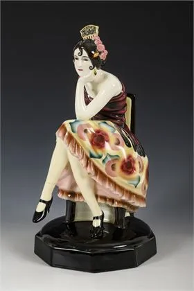 Danseuse espagnole assise. Manufacture viennoise Friedrich Goldscheider