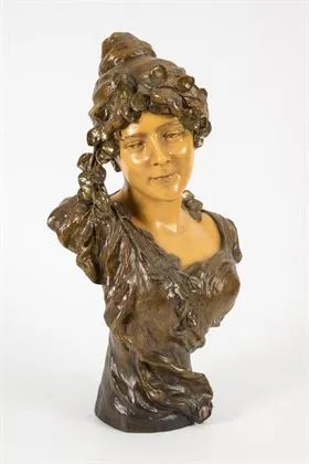 Buste d'une dame avec branche feuillue. Manufacture viennoise Friedrich Goldscheider