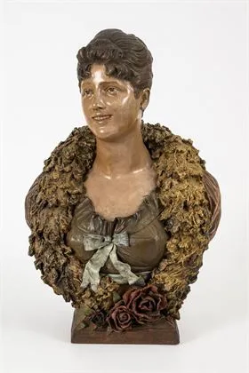Buste "Rieuse". Weense manufactuur Friedrich Goldscheider