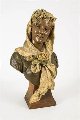 Buste d'une dame avec ornement de roses. Manufacture viennoise Friedrich Goldscheider