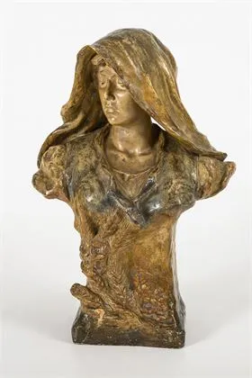 Buste Art nouveau d'une paysanne. Manufacture viennoise Friedrich Goldscheider