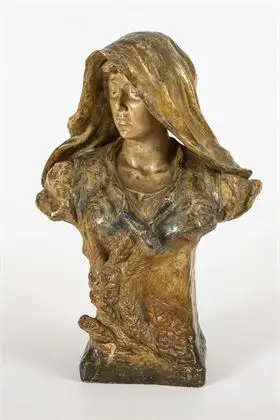 Buste Art nouveau d'une paysanne. Manufacture viennoise Friedrich Goldscheider