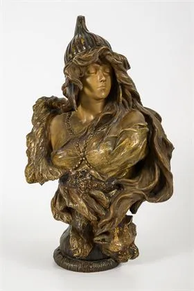 Jugendstil buste "Amazonenkoningin". Weense manufactuur Friedrich Goldscheider