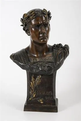 Buste "Romeinse krijger". Weense manufactuur Friedrich Goldscheider