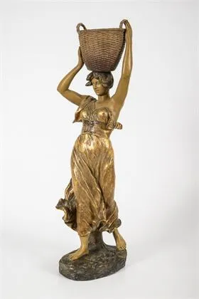 Figurine : porteuse de panier. Manufacture viennoise Friedrich Goldscheider
