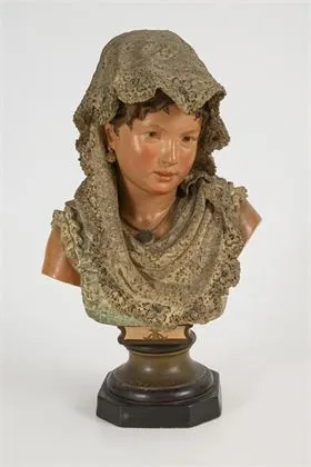 Buste d'une jeune fille avec un fichu en dentelle