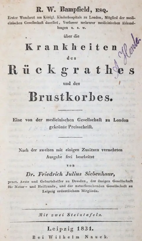 Bampfield,R.W. – Über die Krankheiten des Rückgrathes und des Brustkorbes