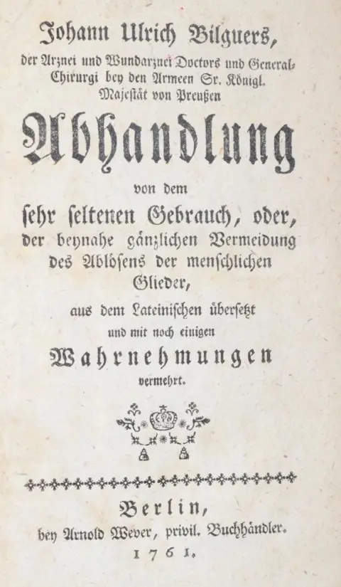 Bilguer,J.U. – Abhandlung von dem sehr seltenen Gebrauch, oder der beynahe gänzlichen Vermeidung des Ablösens der menschliche