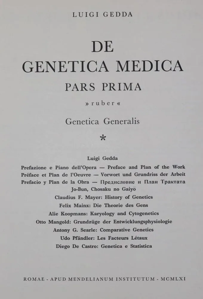Gedda,L. (ed.). – De genetica medica opus
