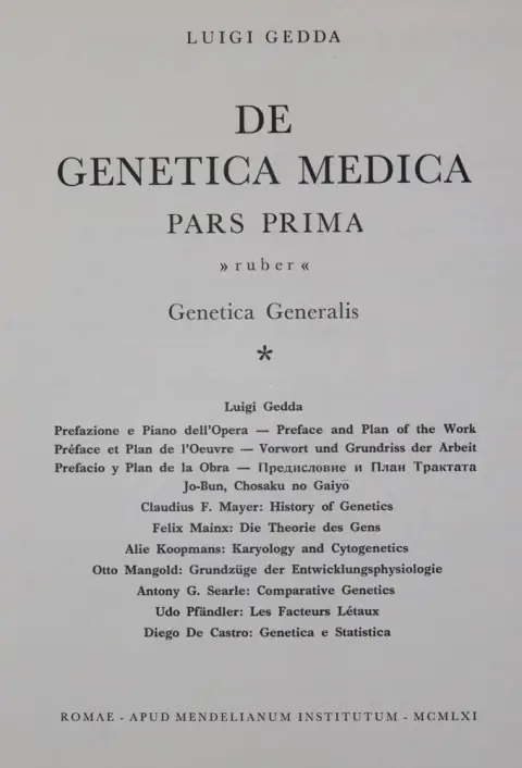 Gedda,L. (ed.). – De genetica medica opus