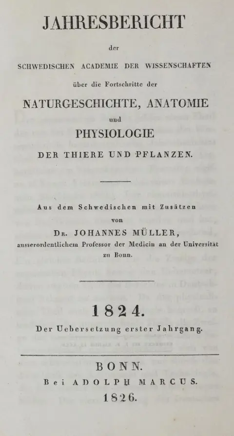 Müller, J. (пер.). – Jahresbericht der Schwedischen Academie der Wissenschaften über die Fortschritte der Naturgeschichte, Anatomie