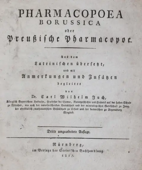 Juch, C.W. (изд.). – Pharmacopoea Borussica oder Preußische Pharmacopoe