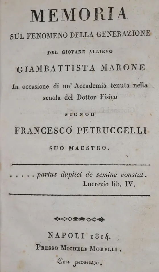 Marone,G. – Memoria sul fenomeno della generazione
