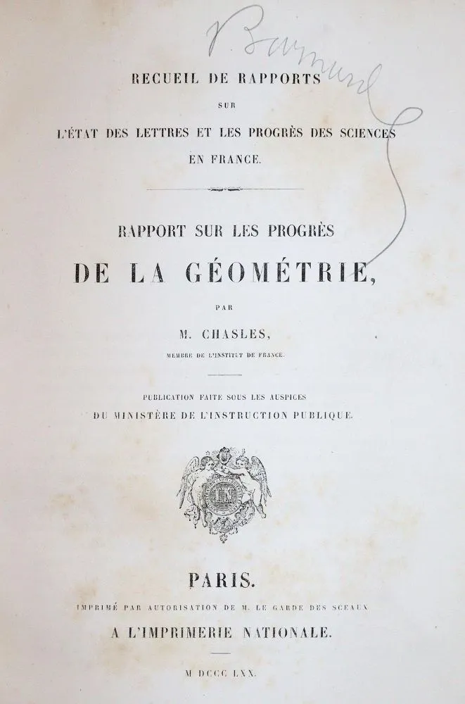 Chasles,M. – Rapport sur les progrès de la géométrie