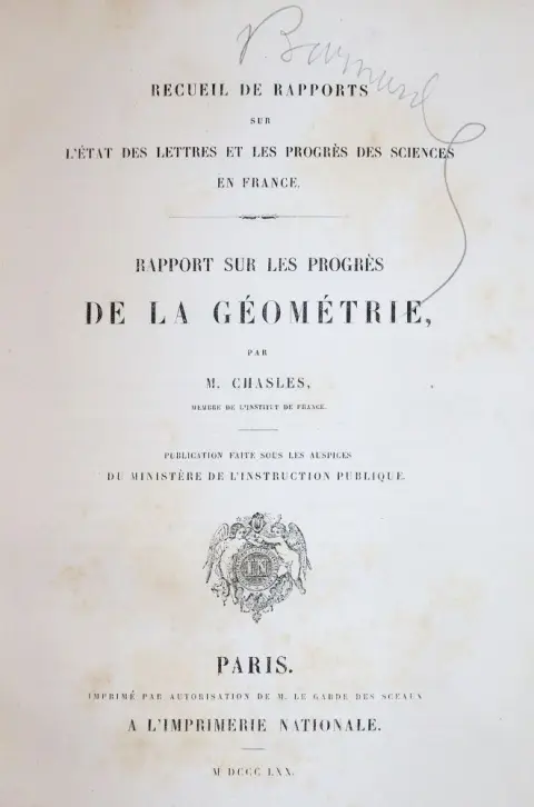 Chasles,M. – Rapport sur les progrès de la géométrie