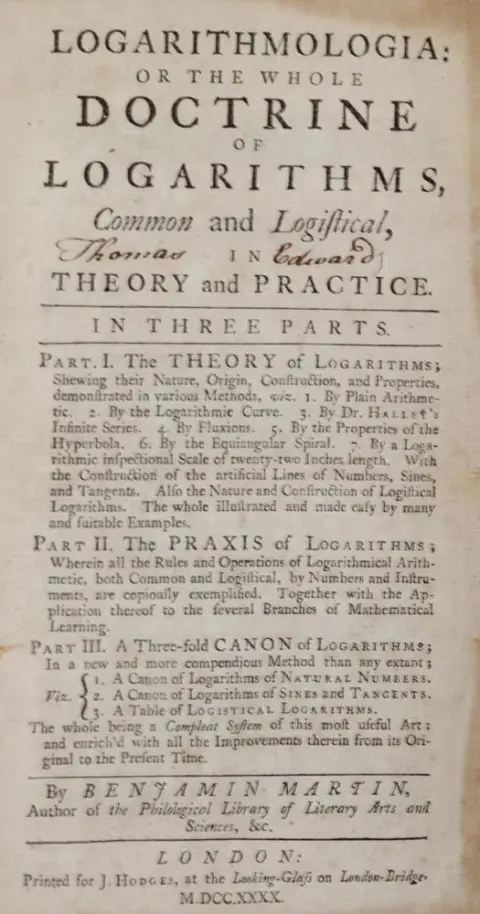 Martin,B. – Logarithmologia; or the whole doctrine of logarithms, common and logistical, in theory and practice