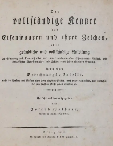 Wathner,J. u. J.Koditek. – Der vollständige Kenner der Eisenwaaren und ihrer Zeichen, oder gründliche und vollständige Anleitung..