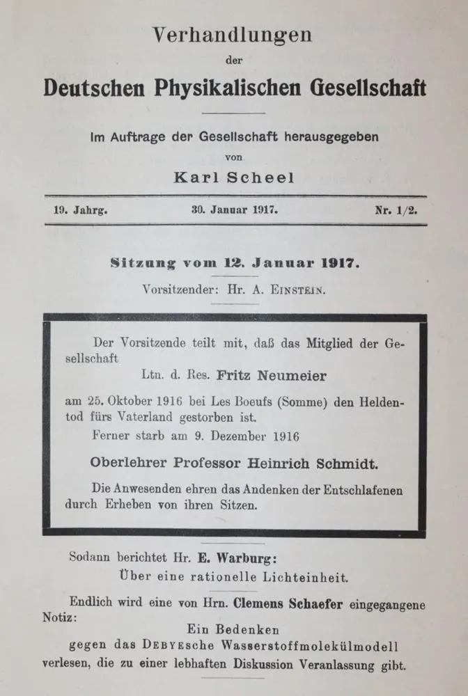 Scheel,K. (éd.). – Verhandlungen der Deutschen Physikalischen Gesellschaft