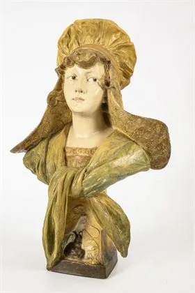 Buste d'une dame avec une coiffe
