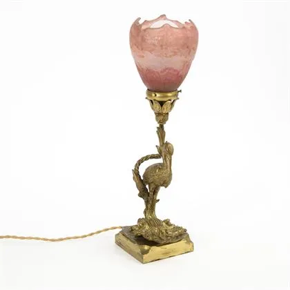 Figurální bronzová lampa. Daum