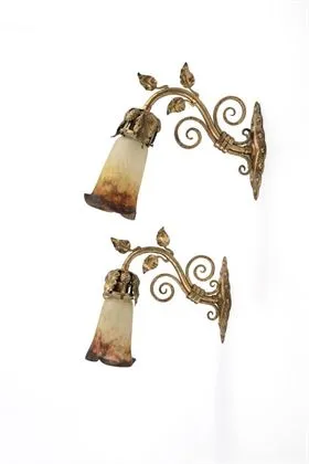 Pár secesních nástěnných lamp. Muller Frères, Luneville
