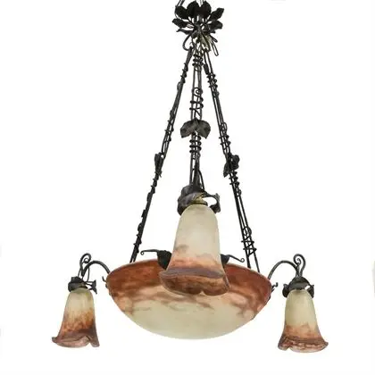 Francouzská stropní lampa. Muller Frères, Lunéville