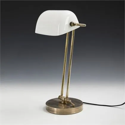 Art Deco Banker's Lamp with White Shade