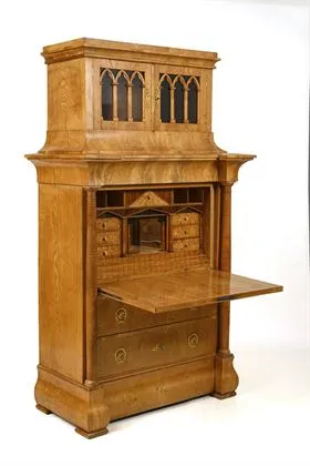 Biedermeier secretaire met glazen bovenkast